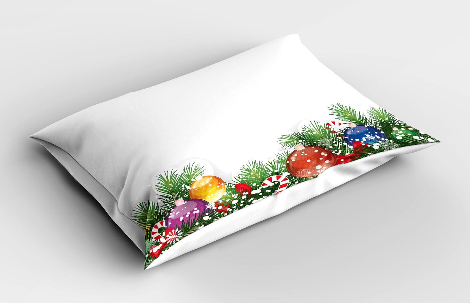 ABAKUHAUS Kerst Kussensloop met kerstboom en sneeuwvlokken ontwerp, Wit Groen Rood, 65 x 50 cm