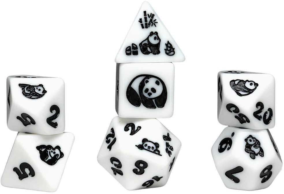 Sirius Dice Moon Panda Animal Dice Set - Tabletop Role-Playing Game Dice - Black-and-White Panda Theme