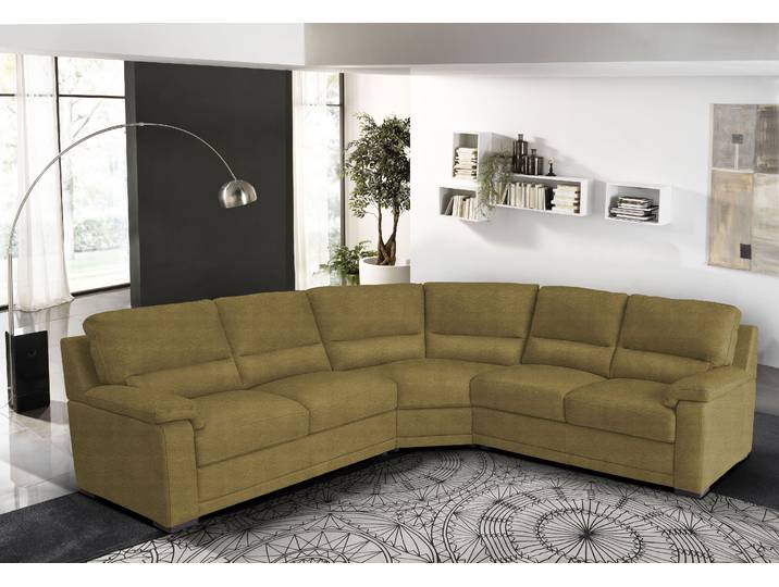Ecksofa, Senf, 266x246 cm, Luxus-Microfaser, Langer Schenkel Links, Modern