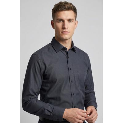 Langarmhemd MARVELIS, Herren, Gr. 44, N-Gr, schwarz, Web, Obermaterial: 100% Baumwolle, tailliert normal, 2-Knopf-Manschette, Hemden, Businesshemd, Basic, New-Kentkragen, leicht tailliert