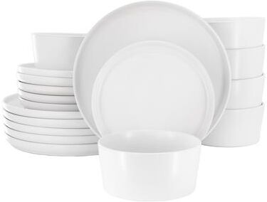 Elama Josh 18 Piece Stoneware Dinnerware Set in Matte White