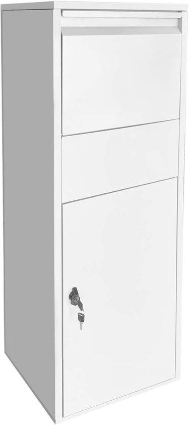Famanu Paketbox mit sicherem Einwurf - 46x45x140 cm - Weiß