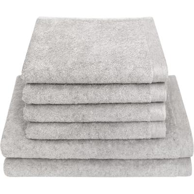 Handtuch Set DYCKHOFF "Deep Harmony Element", silber, Frottier, Frottier, Obermaterial: 85% Baumwolle, 15% Hanf, Handtuch-Sets, 6er Set: 4 Handtücher (50x100cm), 2 Duschtücher (70x140cm)
