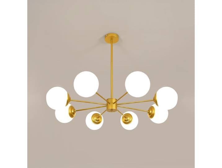 Lustre Sputnik en verre doré à 8 lumières, luminaire suspendu moderne, lustre vintage à globes, plafonnier pour salon