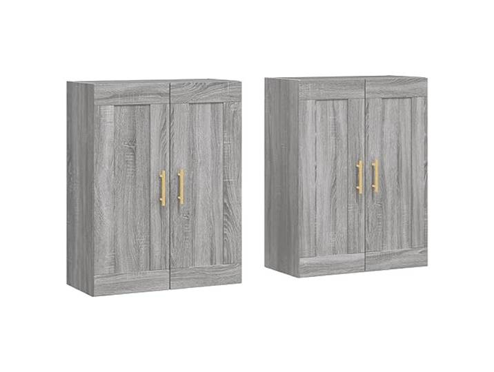 HGFDVCMR Wandschrank 2er Set Grau Sonoma Holzwerkstoff Hängeschrank Platzsparender Hängeschrank für Wohnzimmer und Flur, vielseitig auch als Sideboard-Aufsatz nutzbar mit stabilem Eisengestell.