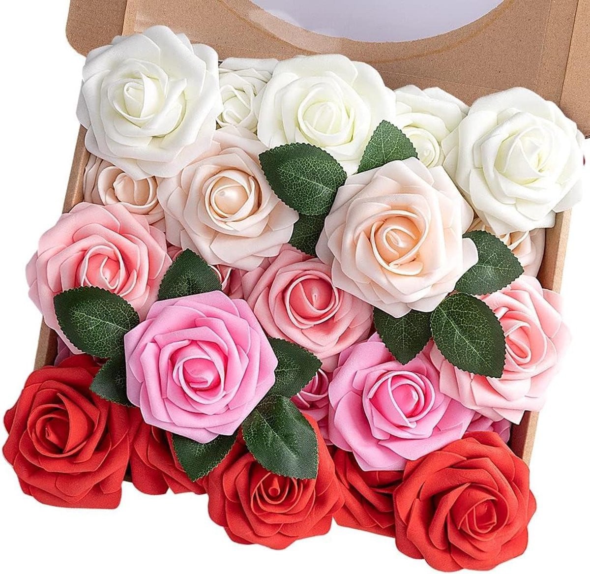 50 stuks Kunstbloemen Rozen Real Touch Schuim - Rood - Decoratie voor Bruiloften