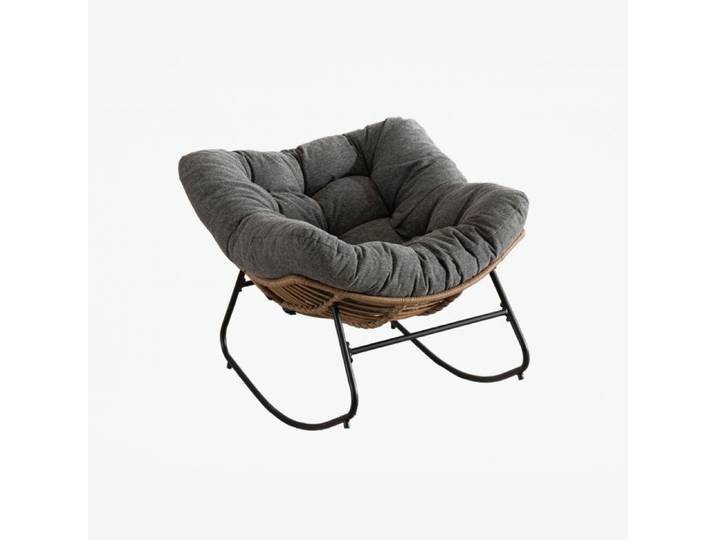 Fauteuil à bascule - Lounge - Chenille gris - Cadre métal ergonomique - 1 place