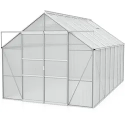 Vitavia Gewächshaus Mars 11500 inkl. 2 Dachfenstern - 11,5 m2 -Alu-blank eloxiert-4 mm Hohlkammerplatten