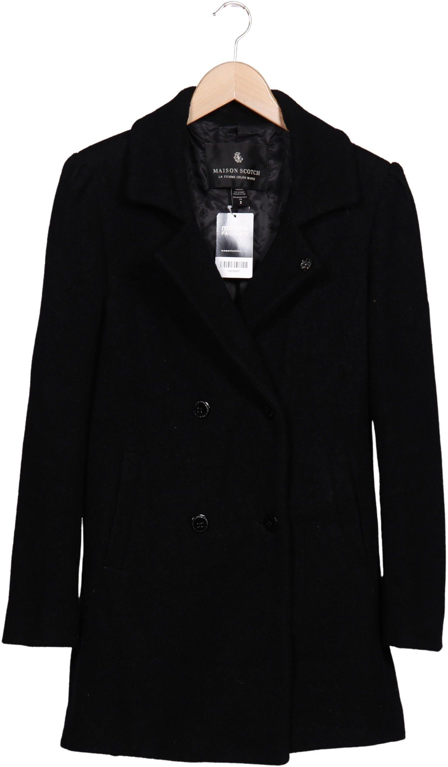 Maison Scotch Damen Mantel, Schwarz, Gr. EU 40 (Maison Scotch 3), Wolle / Synthetik - Second Hand
