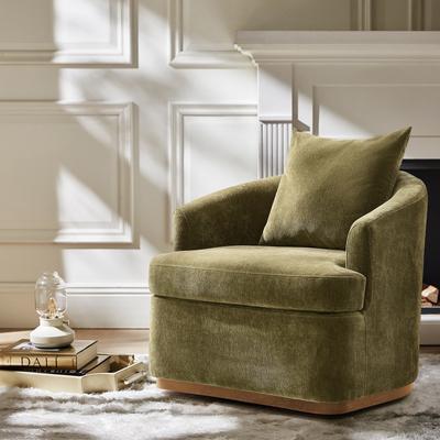 "HULALA HOME Eldora 31""W Modern Chenille Swivel Armchair with Ergonomic Backrest and Solid Wood Legs"