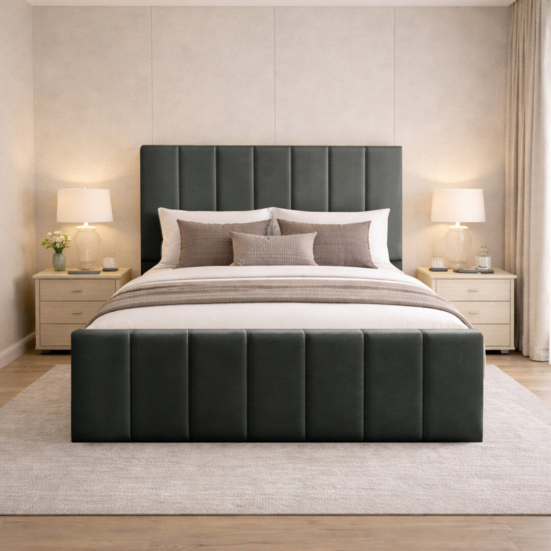 17 Stories Connell Upholstered Storage Bed Frame Asphalt Kingsize (5')