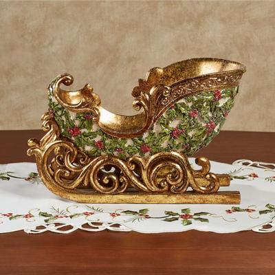 Touch of Class Winterberry Sleigh Tabletop Accent Red , Red