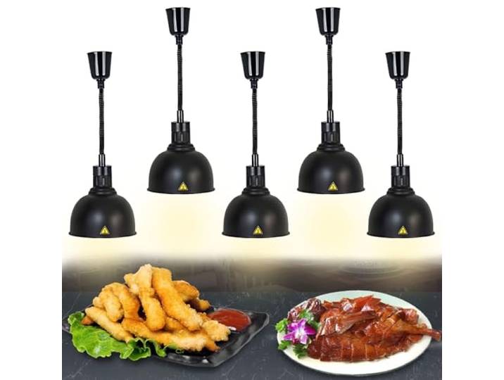 BOVDC Wärmelampe Küche Gastro, 25cm Speisewärmer Lampe für Buffet Hängend Wärmelampen für Speisen Höhenberstellbar, 250W Lebensmittel Wärmelampe Küche für Essen