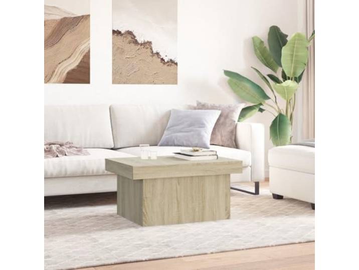 KTHLBRH Couchtisch Eiche Sonoma 100 x 55 x 40 cm Mehrschichtholz Gleitfläche, großer versteckter Raum, glatte Oberfläche, feuchtigkeitsbeständig