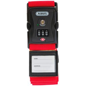 Abus Koffergurt 620TSA/192 mit TSA-Zahlenschloss, Gepäckgurt mit Adressfeld, 5 x 192cm, rot