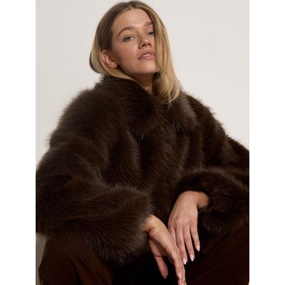 Kurzjacke APRICOT "Kunstfelljacke", Damen, Gr. 16, braun, gewebt, , Modisch, normal kurz, elastischer Bund, Jacken Kurzjacke, in kurzer Länge