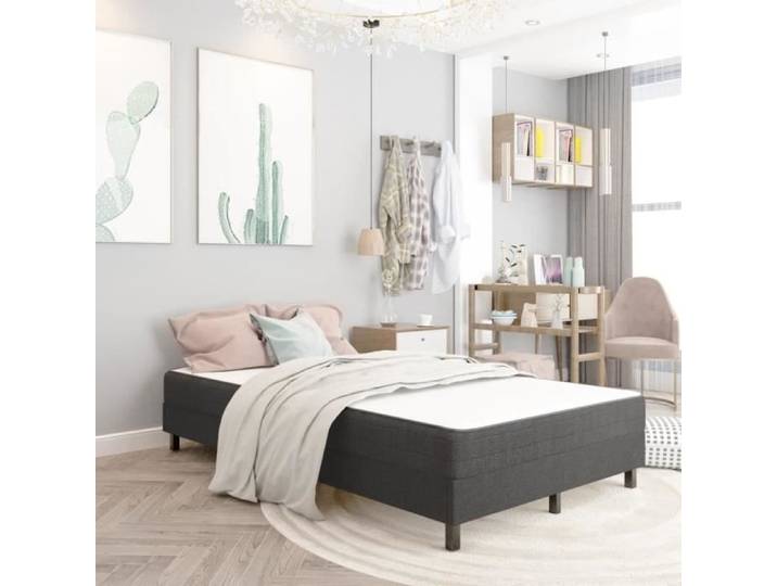 Sommier tapissier - AKOZON - 120 x 200 cm - Gris - Tissu 100% polyester - Montage facile
