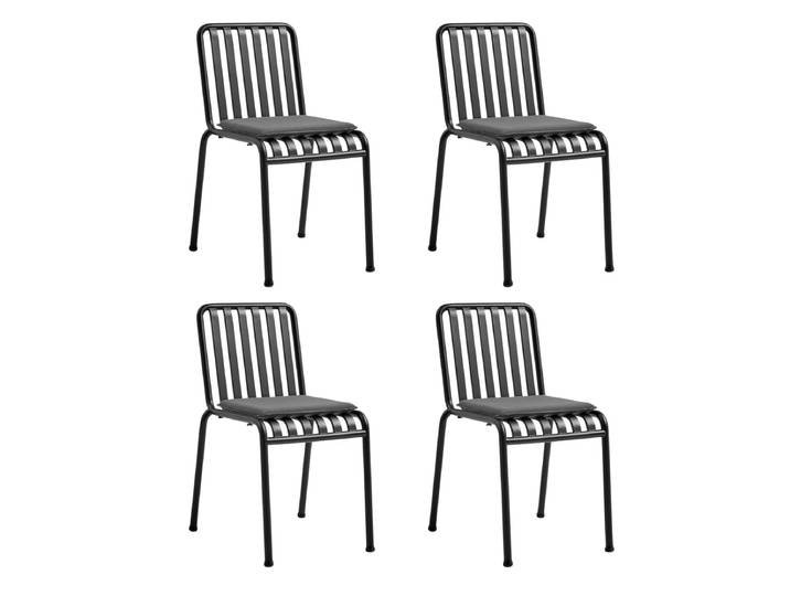 HAY - Palissade Stuhl mit Sitzkissen, anthrazit (4er Set)