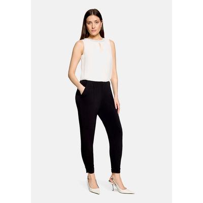 Overall VERA MONT "Damen mit Cut-Outs", Damen, Gr. 38, Normalgrößen, schwarz (schwarz, weiß), Jersey, Obermaterial: 95% Polyester, 5% Elasthan. Besatz: 100% Polyester. Futter: 100% Polyester, figurumspielend, Rundhals, Overalls Overall, Cut-Outs