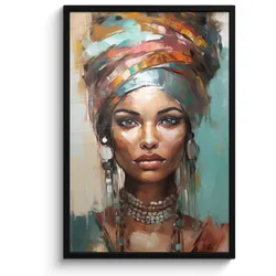 POSTER MIT RAHMEN Frau - Kunst - Schmuck - Porträt 60x90 cm