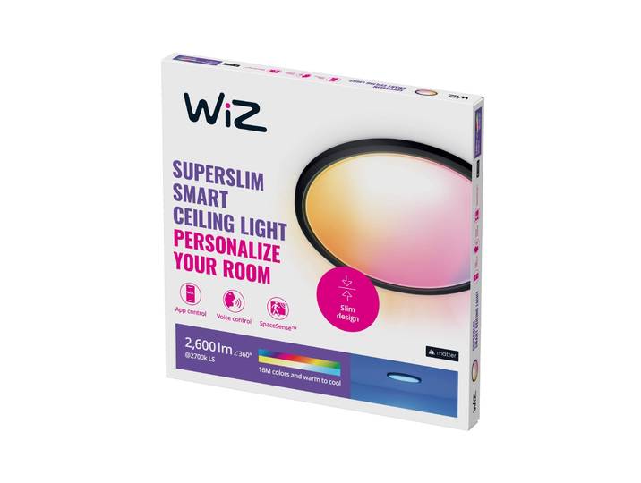 SuperSlim WiZ Deckenleuchte RGB 42 cm Black - WiZ - Wohnzimmer - Modern - Kunststoff - Rund
