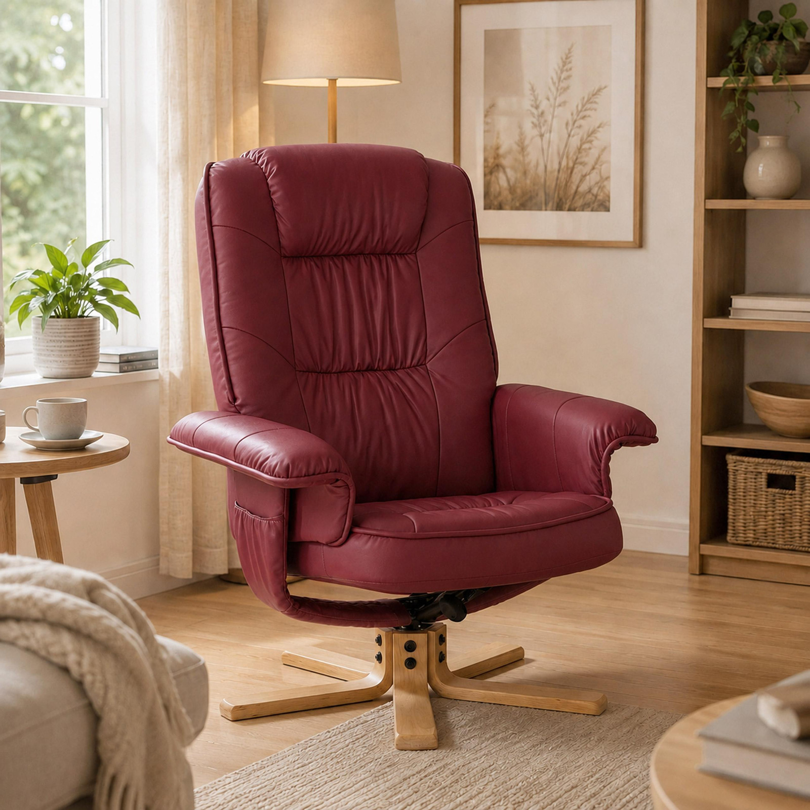 Mendler Relaxfauteuil Model M56 in Bordeaux Rood Kunstleer