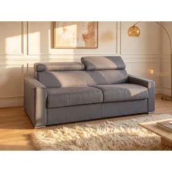 Schlafsofa 4-Sitzer - Liegefläche mit Lattenrost: 160 cm - Matratzenhöhe: 18 cm - Stoff - Grau - VIZIR