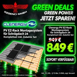 SUMMER DEALS ! Clenergy PV EZ-Rack Montagesystem für Schrägdach 24 Komplettset inkl. Zubehör Set