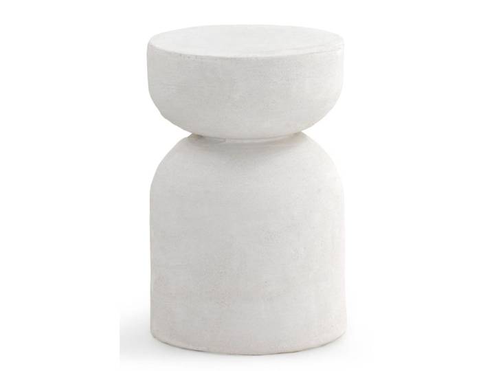 Table d'appoint en polyrésine couleur ciment blanc