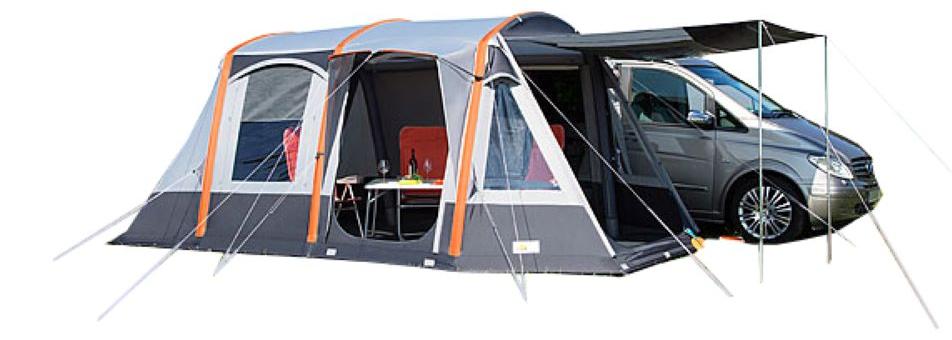 DWT Buszelt Pegasus Air, 500 x 300 cm (BxT) - grau - Texolan 30 - aufblasbar - freistehend - Mobilzelt für Busse mit 180-220 cm Höhe - Reisezelt