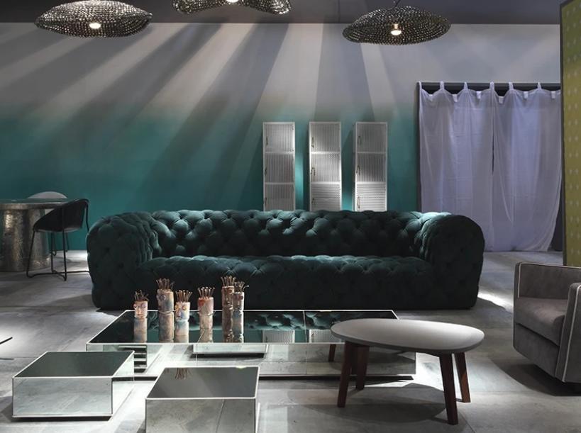 Chesterfield viersitzer xxl big lounge club sofa design möbel stoff textil couch