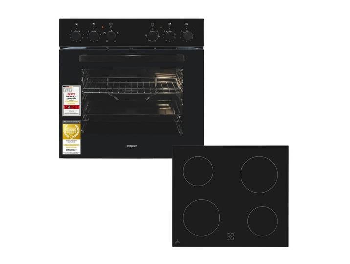 exquisit Elektro-Herd-Set EHE5246-020-Set, 59 l Garraum, 4 Kochstellen, Ober und Unterhitze, Energieklasse A