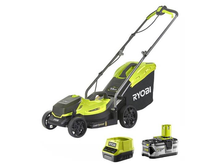 Tondeuse 18V RYOBI RLM18X33B40 - Ø coupe 33 cm - ramassage et mulching - 1 bat Li-Ion 4\,0 Ah + chargeur rapide