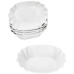 6x Fritta Pommesschale oval weiß Currywurst-Schale Servier-Teller Porzellan