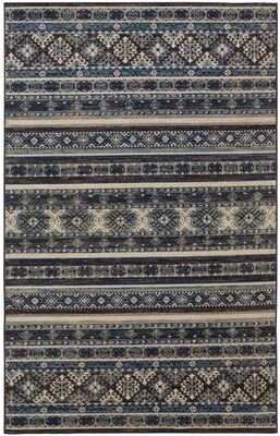 Grand Bazaar Kezia Vintage Style Tribal Kazak Rug, River Blue/Charcoal Gray
