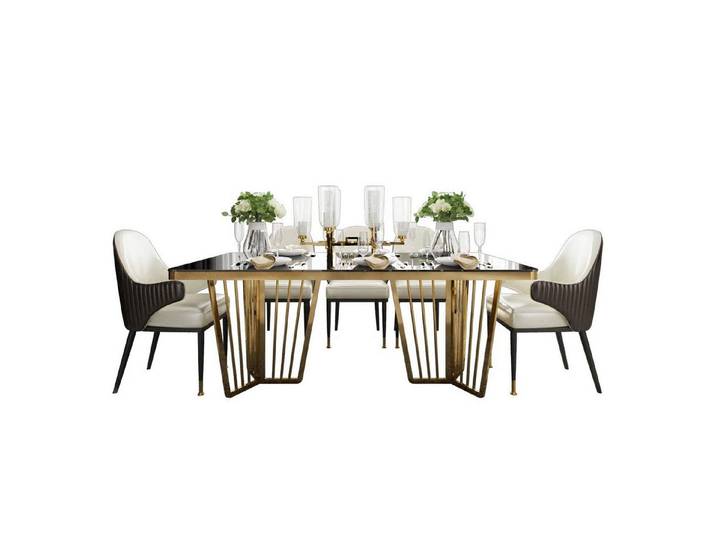 JVmoebel Esstisch Klassischer Holztisch mit Hochglanz Edelstahl Schwarz, Made in Europa
