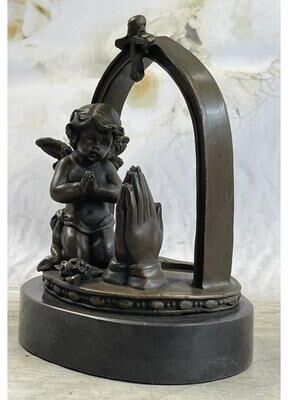 Bronzhaus Bronze Sculpture Art Deco Winged Angel Religion Artwork Figurine Statue Gift