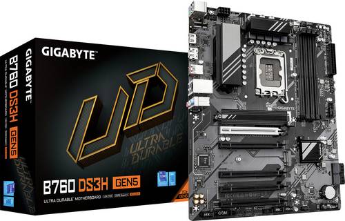 Gigabyte B760 DS3H GEN5 Mainboard Sockel (PC) Intel 1700 Formfaktor (Details) ATX Mainboard-Chipsatz Intel B760 Express
