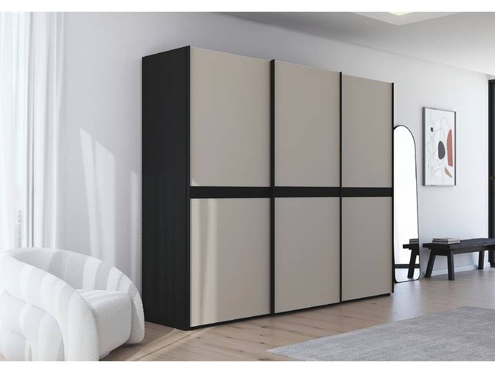 Armoire verre mat Scale 271cm Beige/Noir/Noir/Cachemire Sans portes miroir