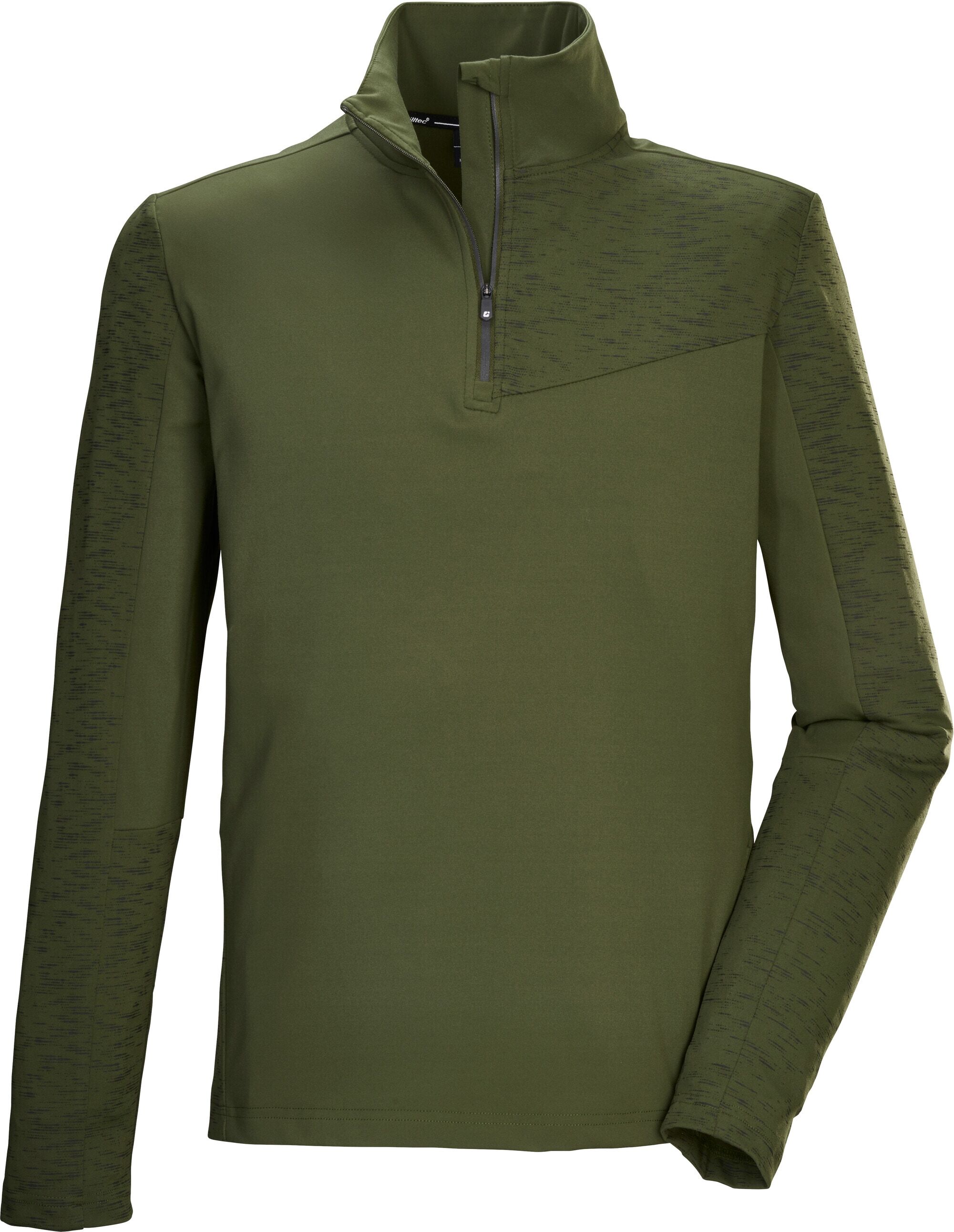 Langarmshirt KILLTEC "KSW 58 MN FLX SHRT", Herren, Gr. XL, grün (waldmeister), Obermaterial: 69% Polyester, 31% Elasthan, ohne Ausschnitt, Shirts Langarmshirt, Warmhaltendes Funktionsshirt mit Stehkragen und Kinnschutz. waldmeister XL