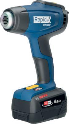 Akku-Heißluftgebläse-Set Rapid RX1000, LCD-Anzeige, Luftmengeneinstellung, bis 550°C, inkl. Bosch Akku