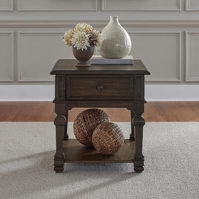 Liberty Furniture Providence Park Drawer End Table - Brown Hickory Wood - W24 x D28 x H25