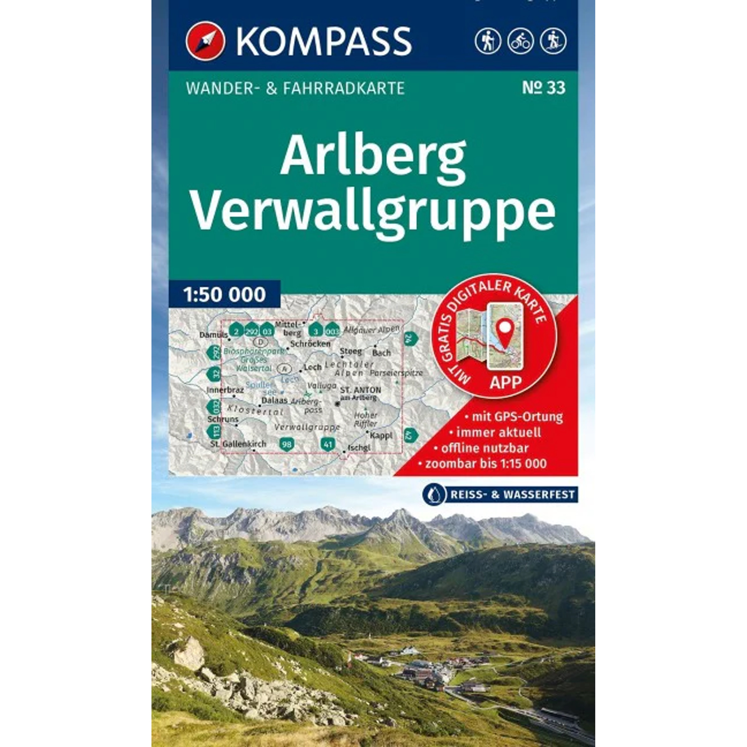 Kompass Verlag WK 33 Arlberg, Verwallgruppe Topografische Karten Aufl. 2026