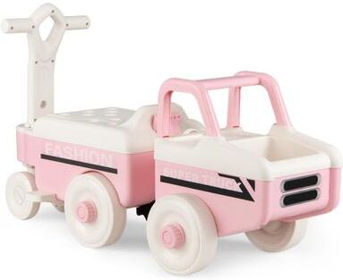 Costway 4 in 1 Ride on Push Car with Music and Under-Seat Storage for Boys Girls-Pink