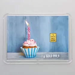 Goldbarren 1g "Muffin/Happy Birthday" (Flip)