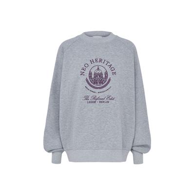 Sweater LEGER "LeGer Bettina Sweater", Damen, Gr. 34, grau, 65% Baumwolle, 35% Polyester, bedruckt, Rundhals, Sweatshirts Sweater