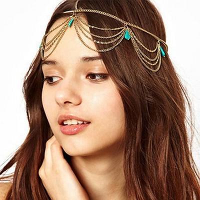 1 Stück Damen Stirnbänder Haar-Accessoire-Set Für Outdoor Ferien Retro Feder Legierung Gold