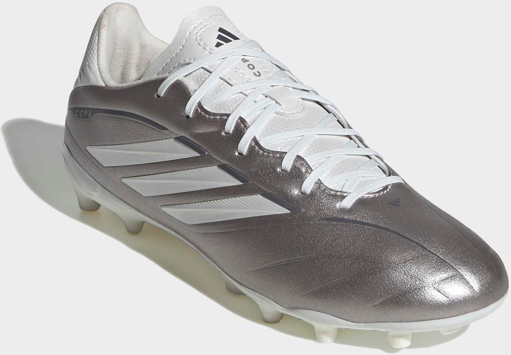 Fußballschuh ADIDAS PERFORMANCE "COPA PURE IV LEAGUE FIRM GROUND KIDS", Kinder, Gr. 30, silber (taupe metallic, zero metallic, night metallic), Synthetik, Schuhe Fußballschuh, Außensohle für feste Böden, für Kinder & Jugendliche