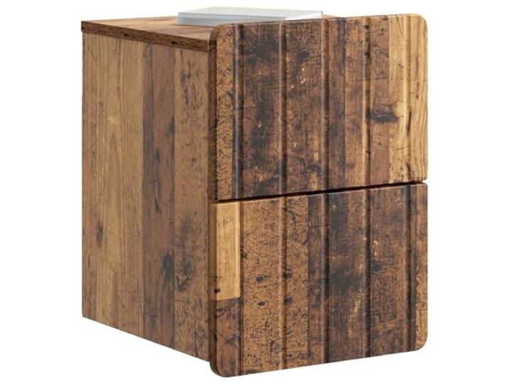 KTHLBRH Wand-Nachtschrank, 2 Stück, antikes Holz, 33 x 34,5 x 43 cm Platzsparendes Design, praktisch, Wandmontage, für Schlafzimmer