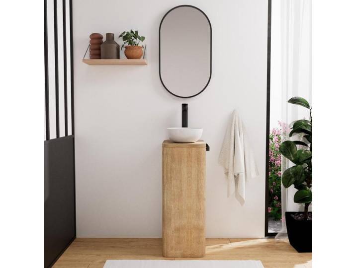 Ensemble meuble lave-mains TOM + vasque + robinet + miroir